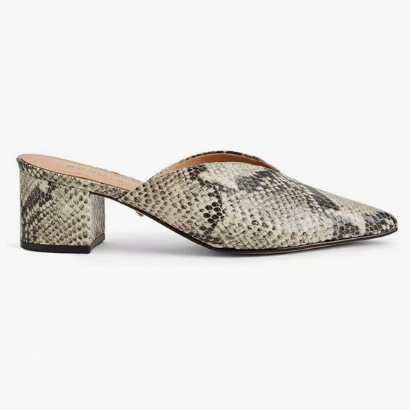 SCHUTZ Dauani Houndstooth Snake Print Leather Slip-on Pointed Toe Mule Pump Sz 8 - Picture 3 of 11